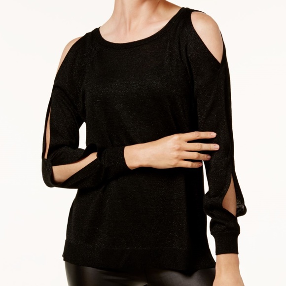Vince Camuto Sweaters - NWT Metallic Cold Shoulder Open Sleeve Sweater